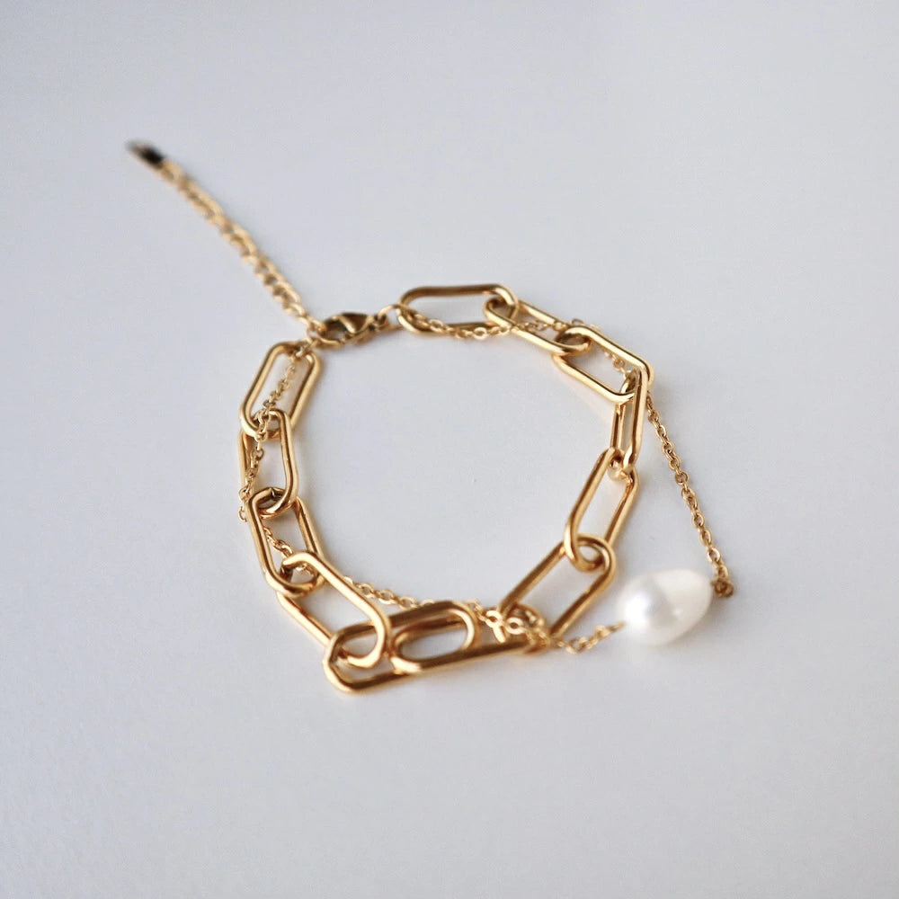 N155 stainless pearl double bracelet