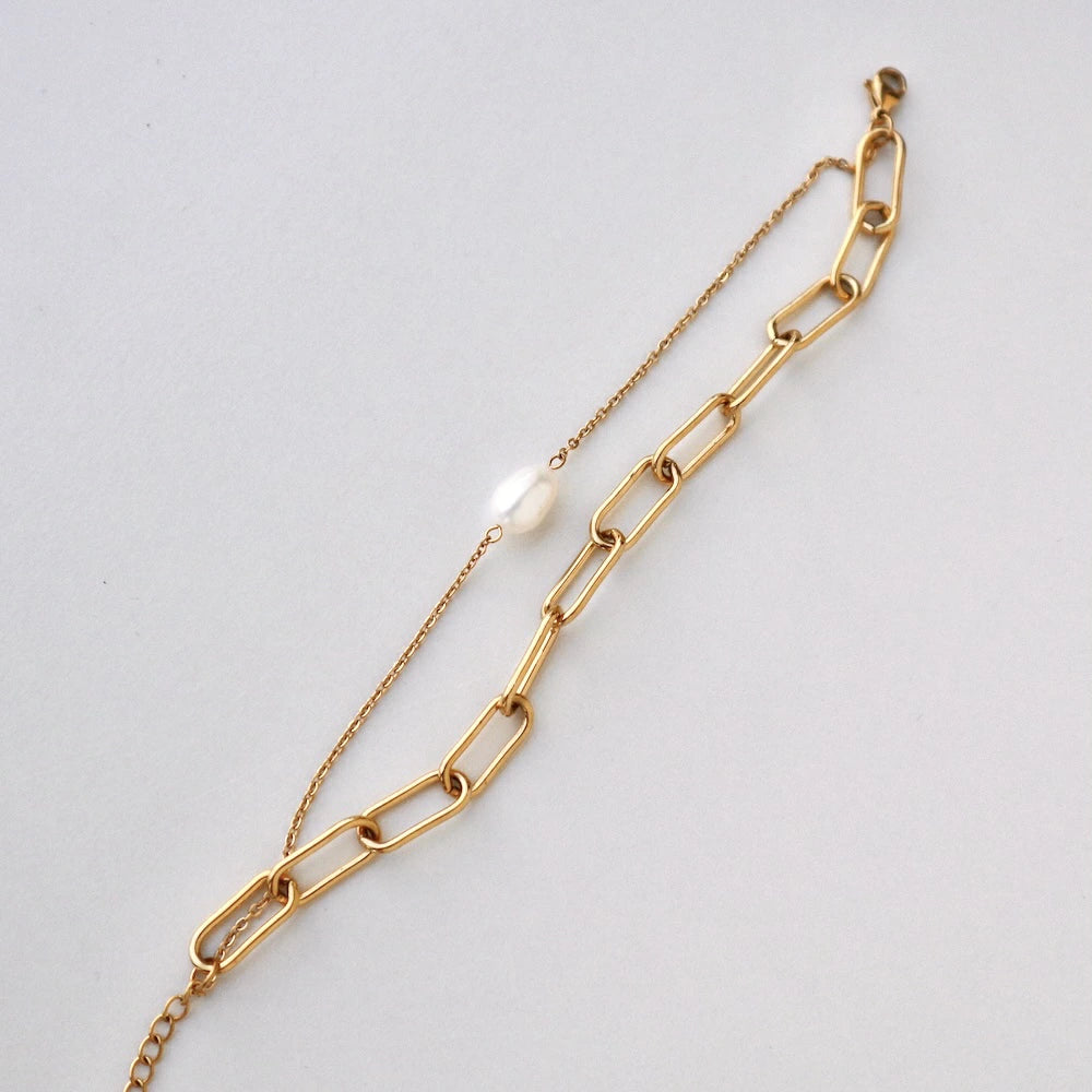 N155 stainless pearl double bracelet