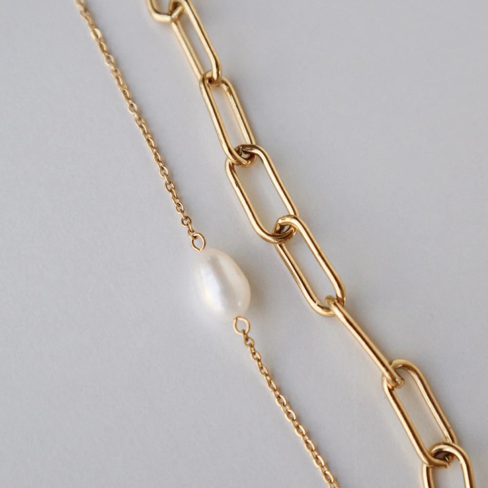 N155 stainless pearl double bracelet