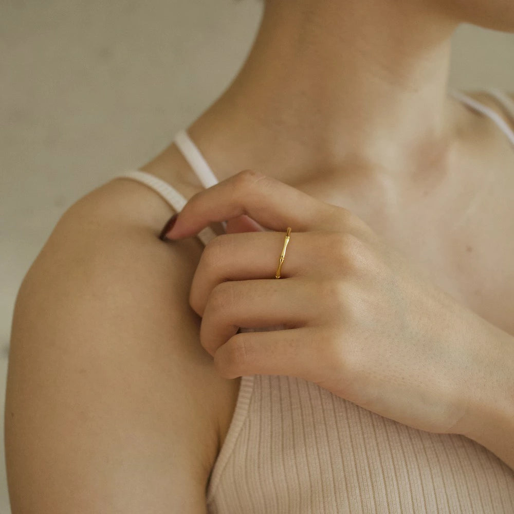 R013 silver925 bamboo slim ring