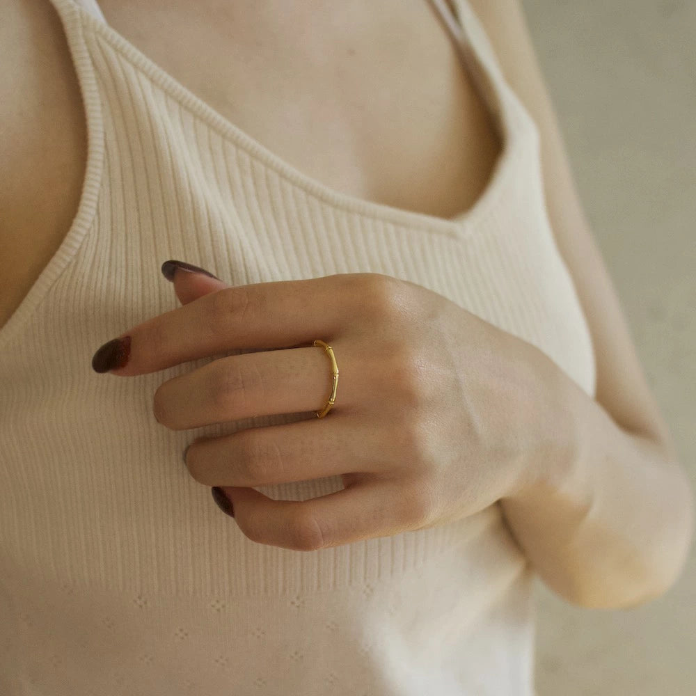 R013 silver925 bamboo slim ring