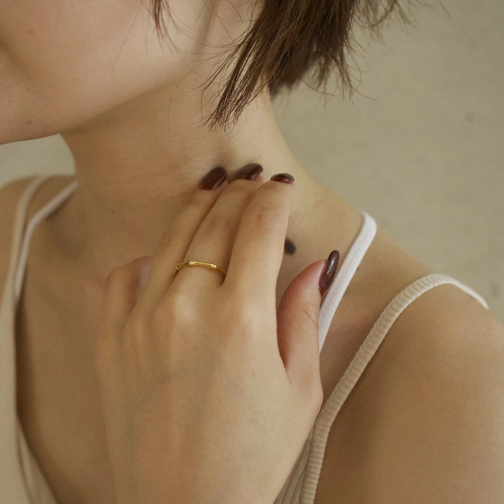 R013 silver925 bamboo slim ring