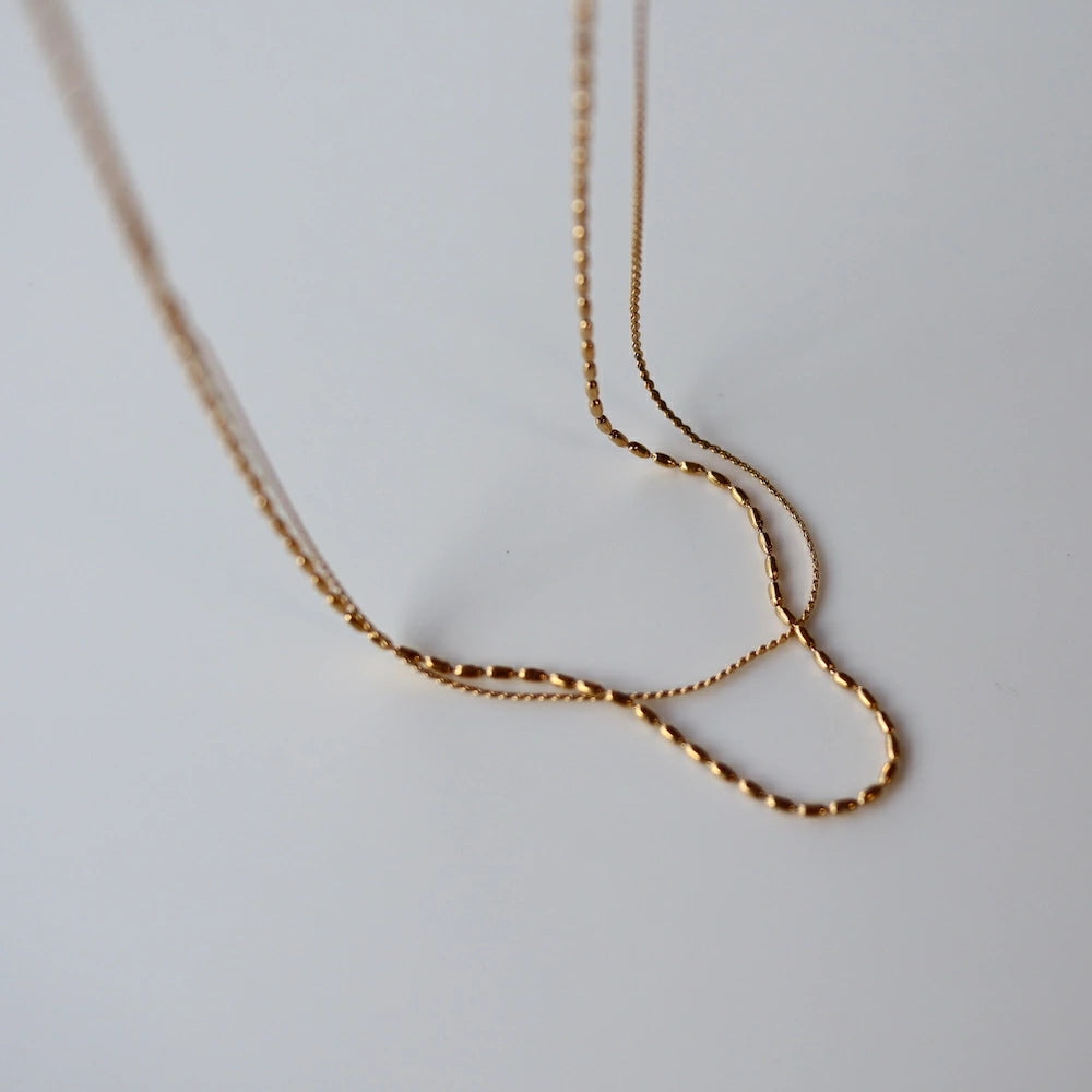 N165 stainless cylinder double chain necklace