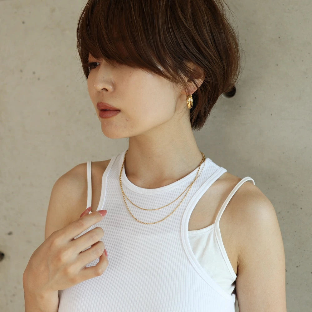 N165 stainless cylinder double chain necklace