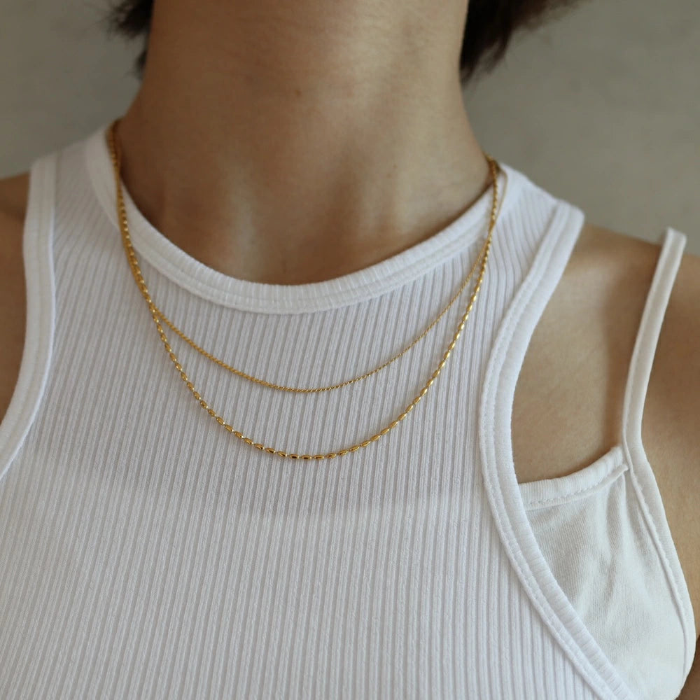 N165 stainless cylinder double chain necklace
