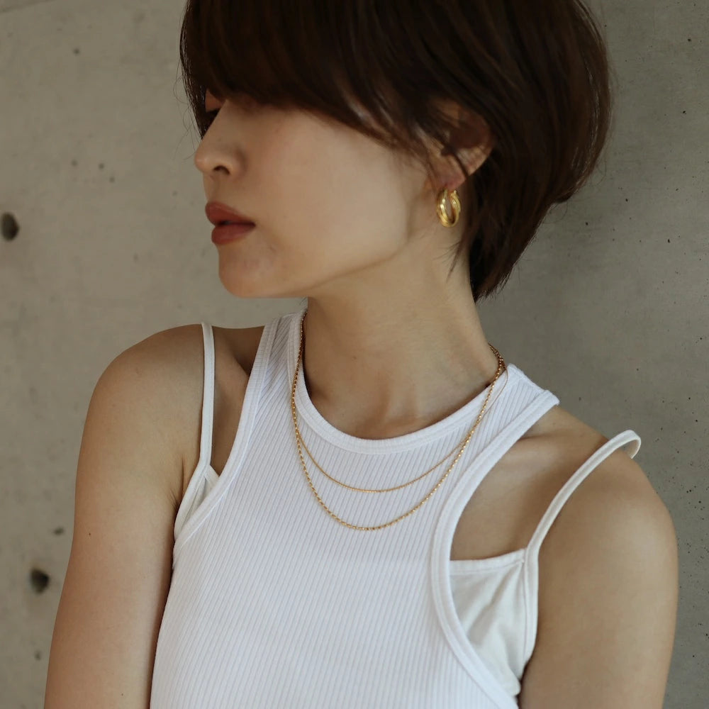 N165 stainless cylinder double chain necklace