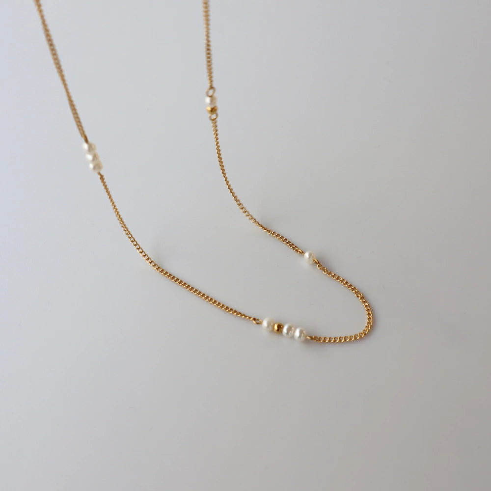 N166 stainless random baroque chain necklace