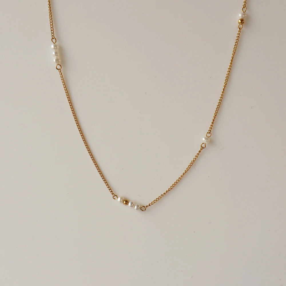 N166 stainless random baroque chain necklace