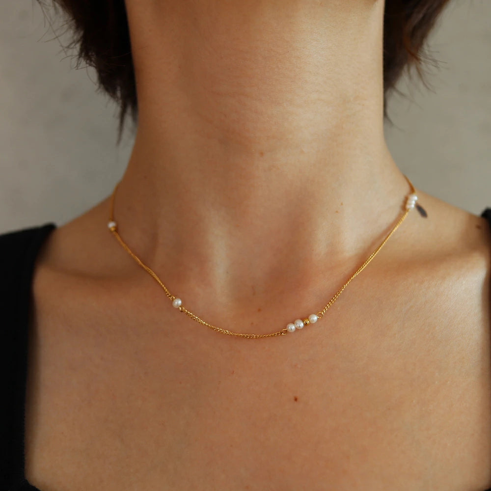 N166 stainless random baroque chain necklace