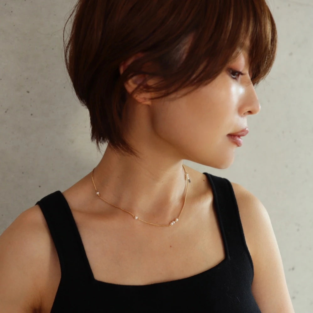 N166 stainless random baroque chain necklace