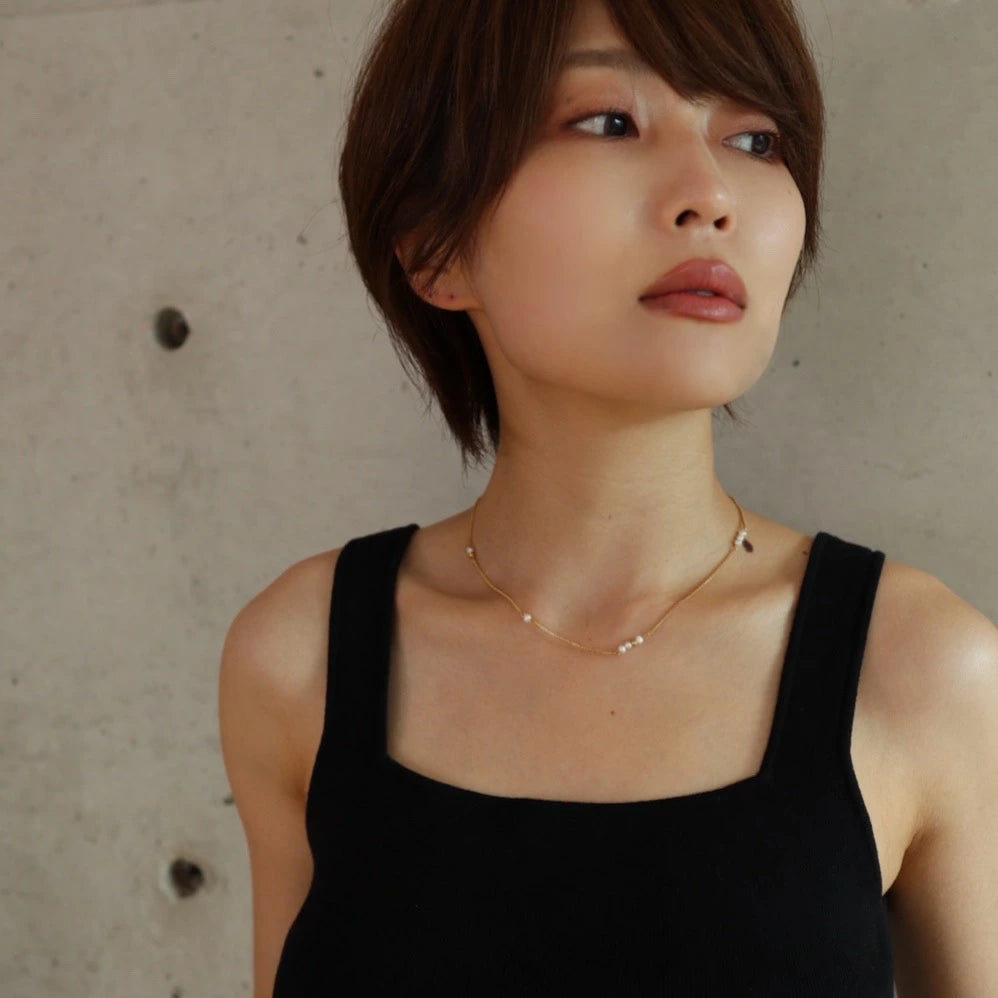 N166 stainless random baroque chain necklace