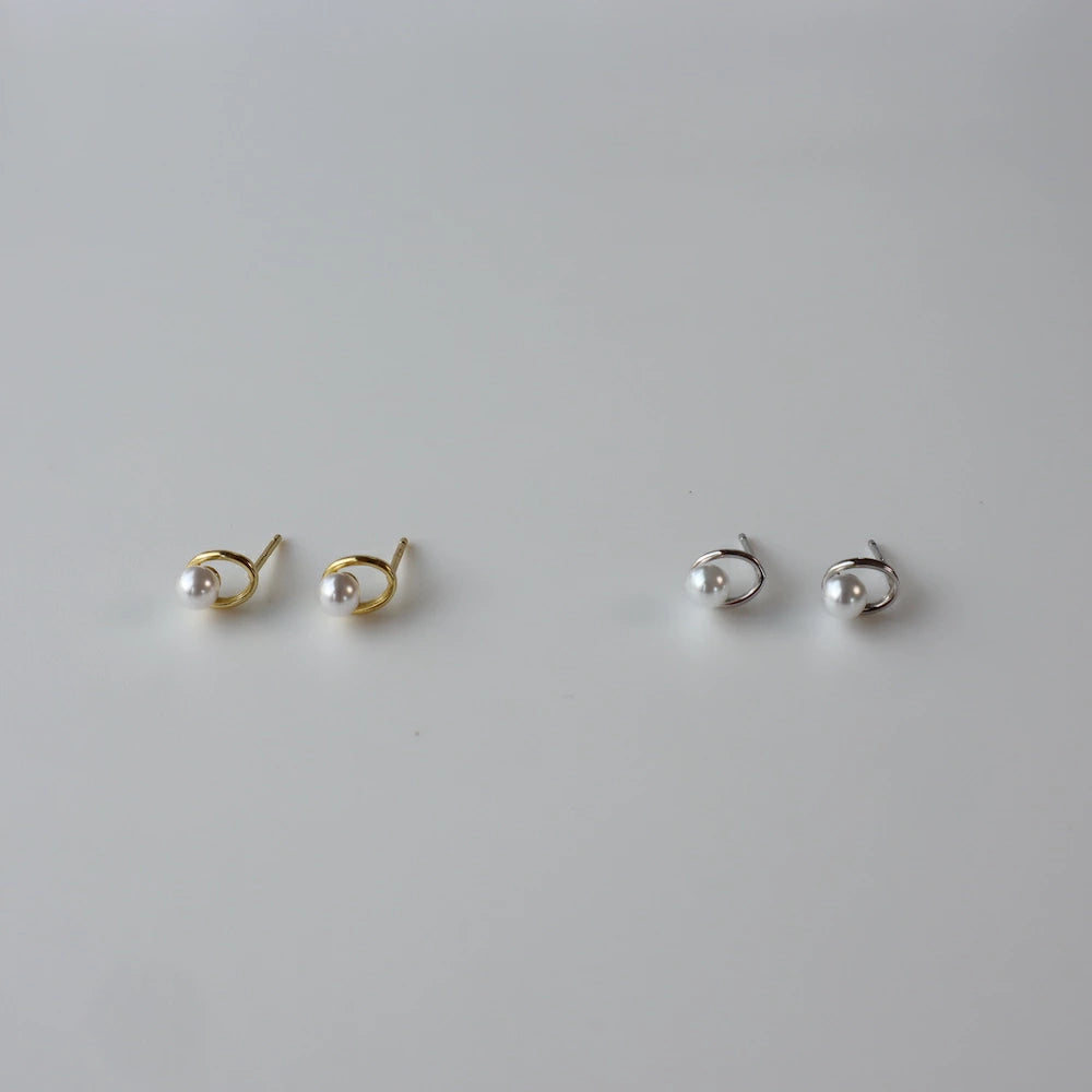 P117 silver925 oval pearl minimum pierce