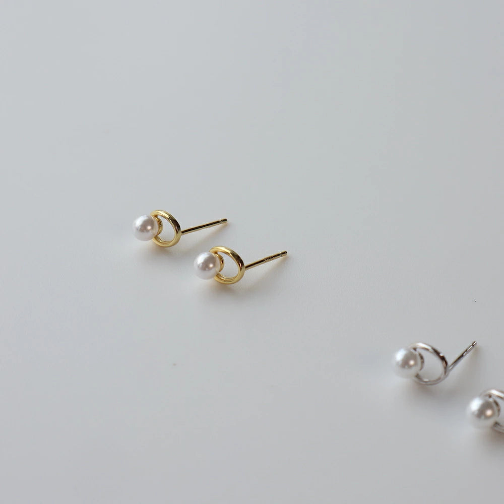 P117 silver925 oval pearl minimum pierce