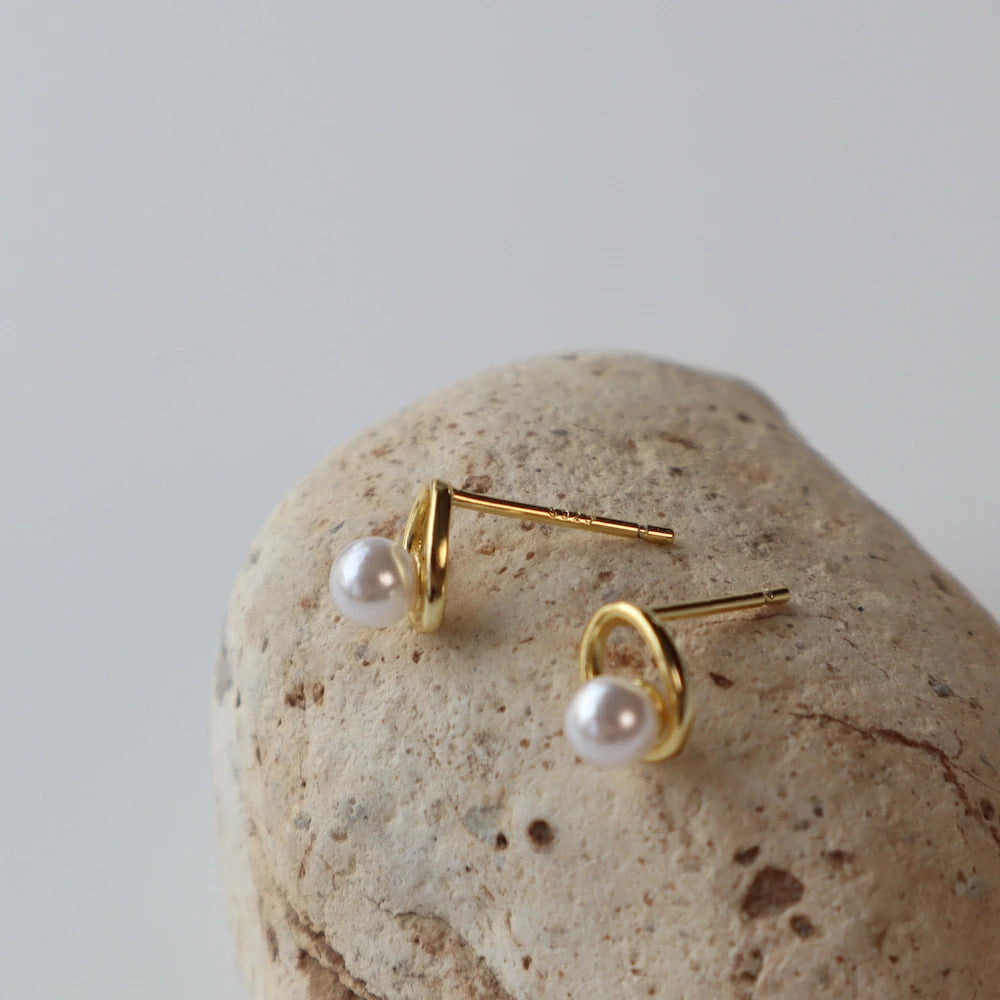 P117 silver925 oval pearl minimum pierce