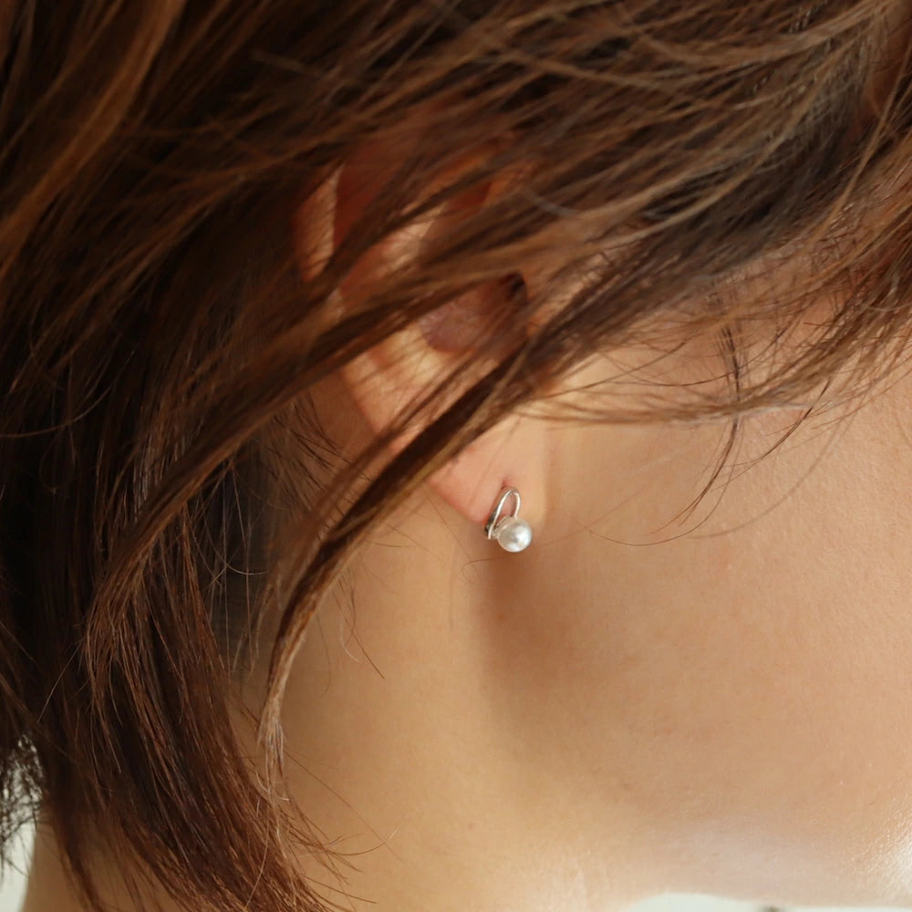 P117 silver925 oval pearl minimum pierce