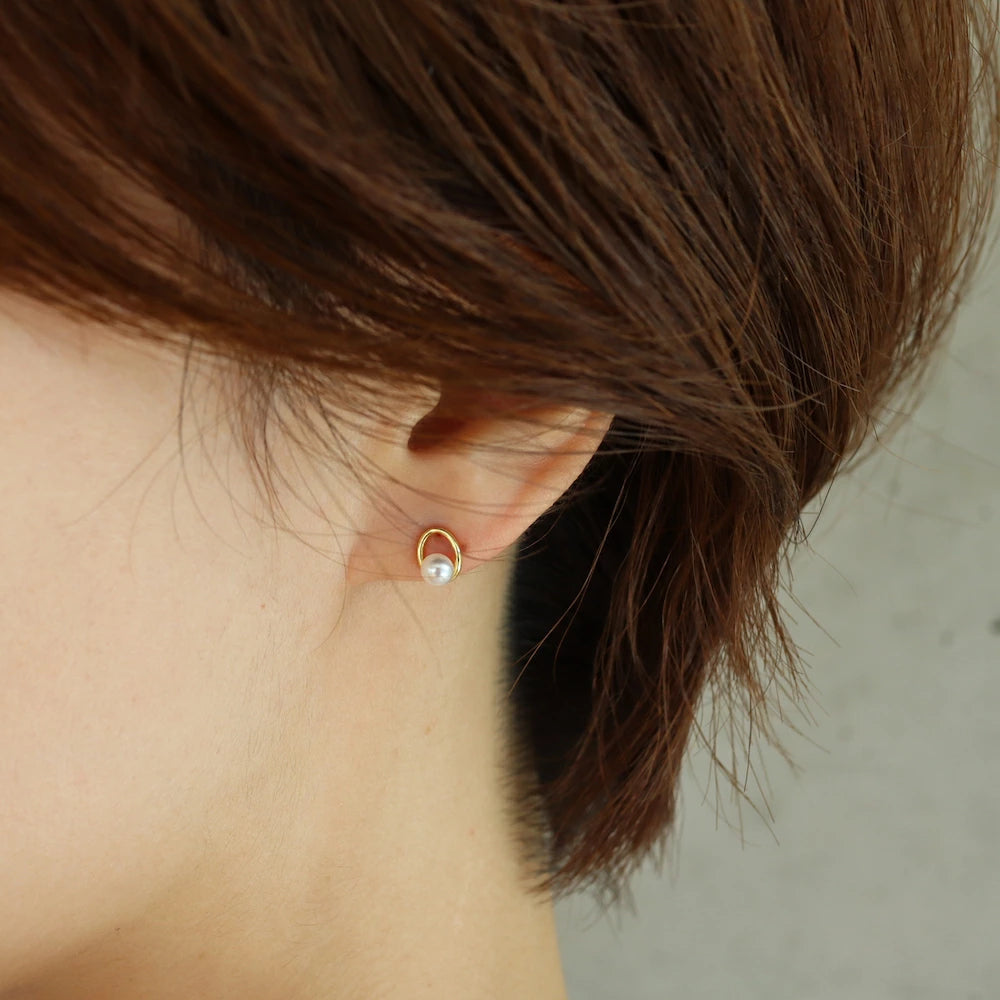 P117 silver925 oval pearl minimum pierce