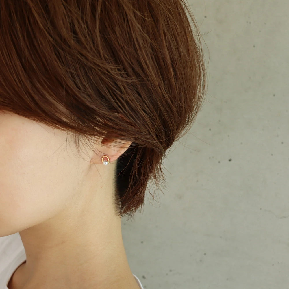 P117 silver925 oval pearl minimum pierce