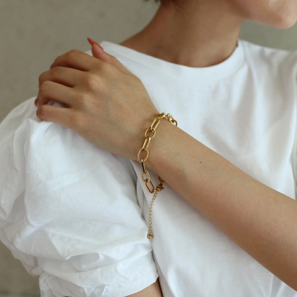 N019 stainless twist chain bracelet