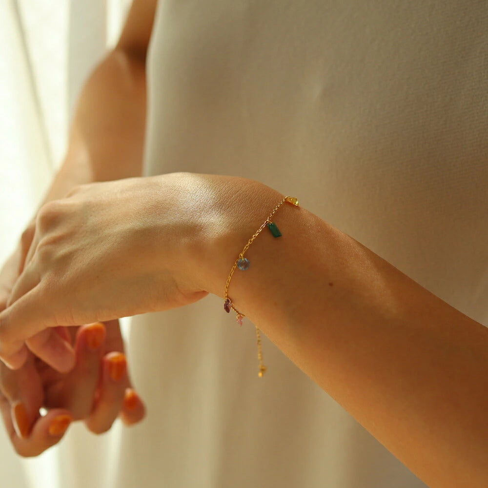 N003 stainless colorful stones bracelet