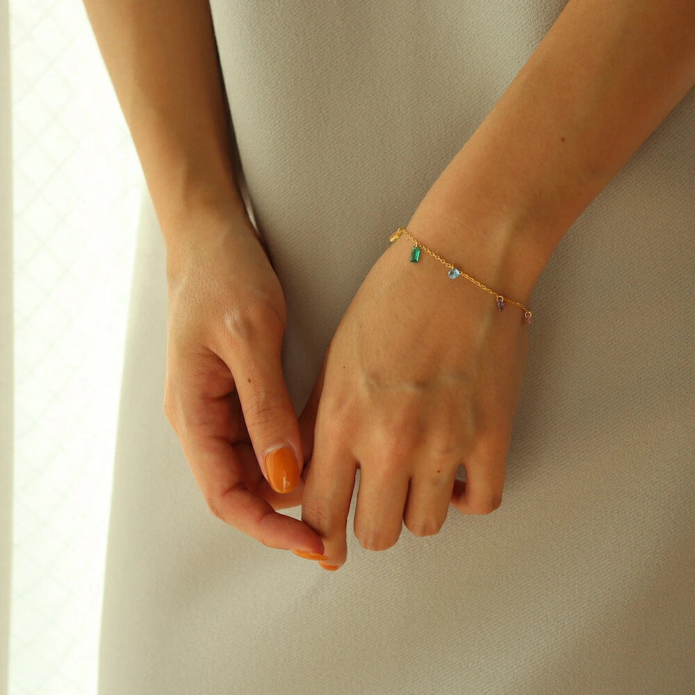 N003 stainless colorful stones bracelet