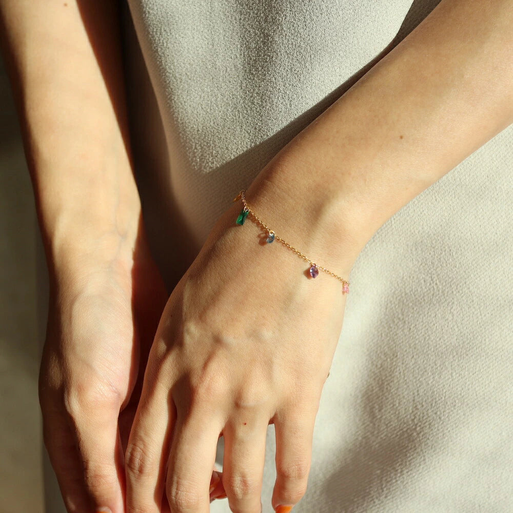 N003 stainless colorful stones bracelet