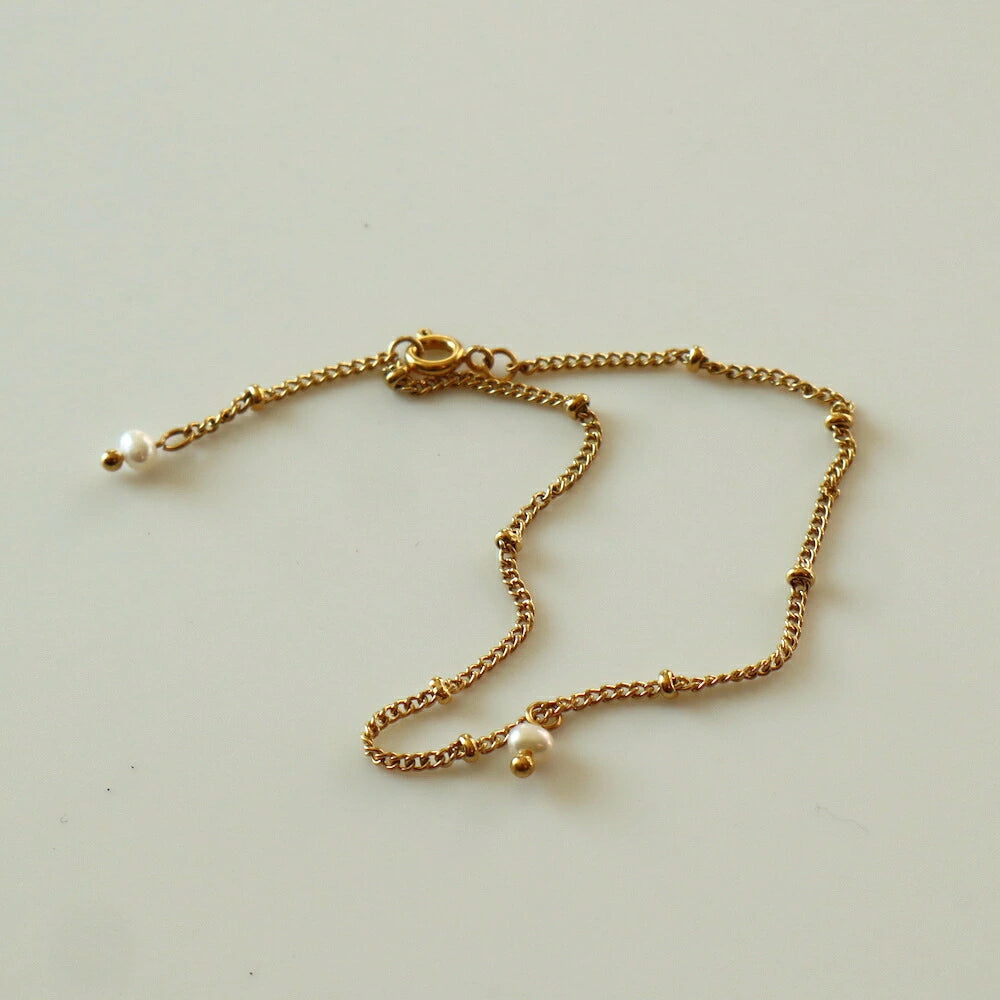 N015 stainless delicate pearl bracelet
