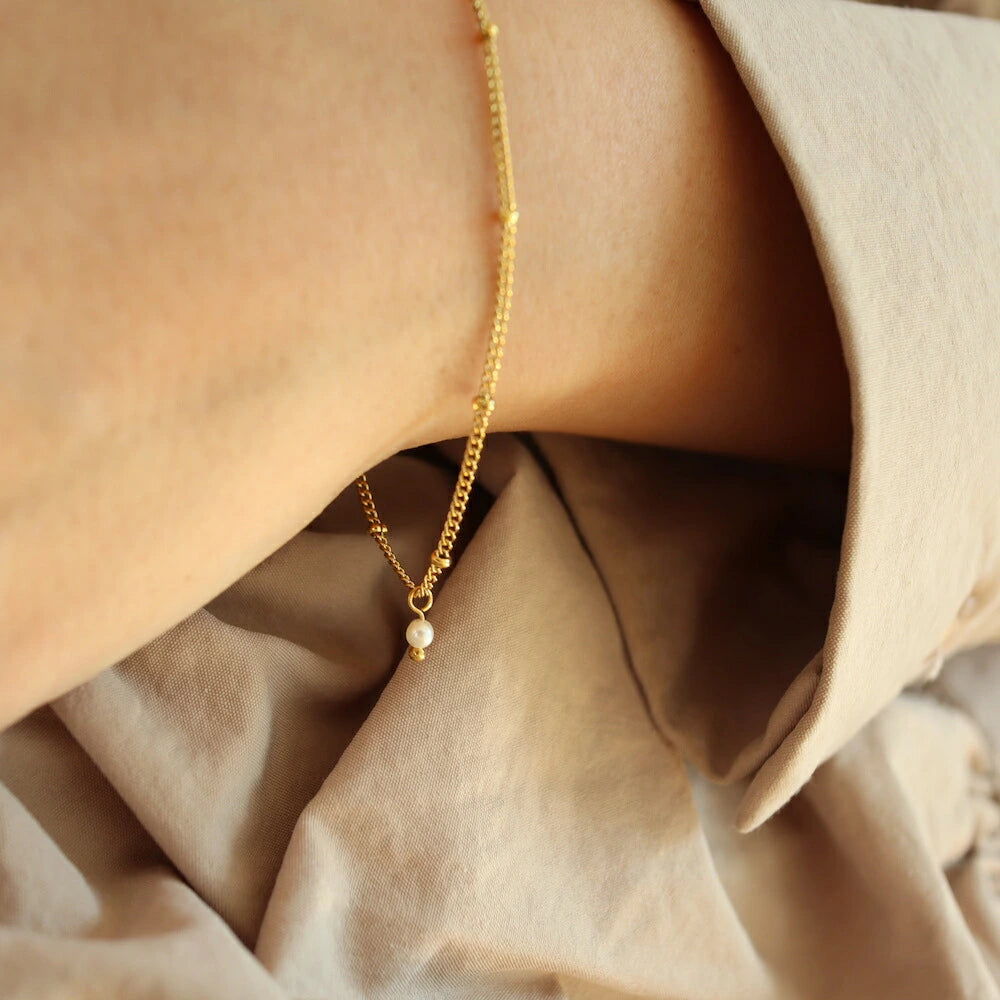 N015 stainless delicate pearl bracelet