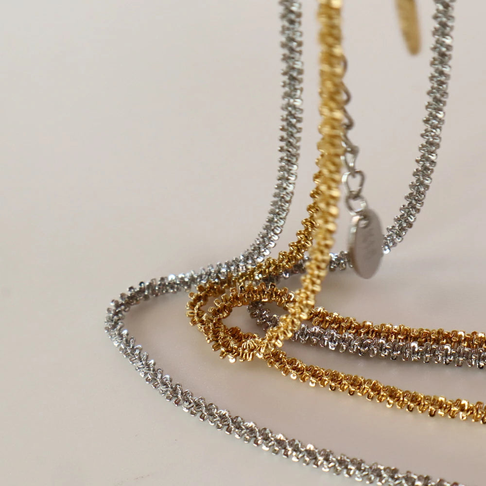 N054 stainless glitter like necklace