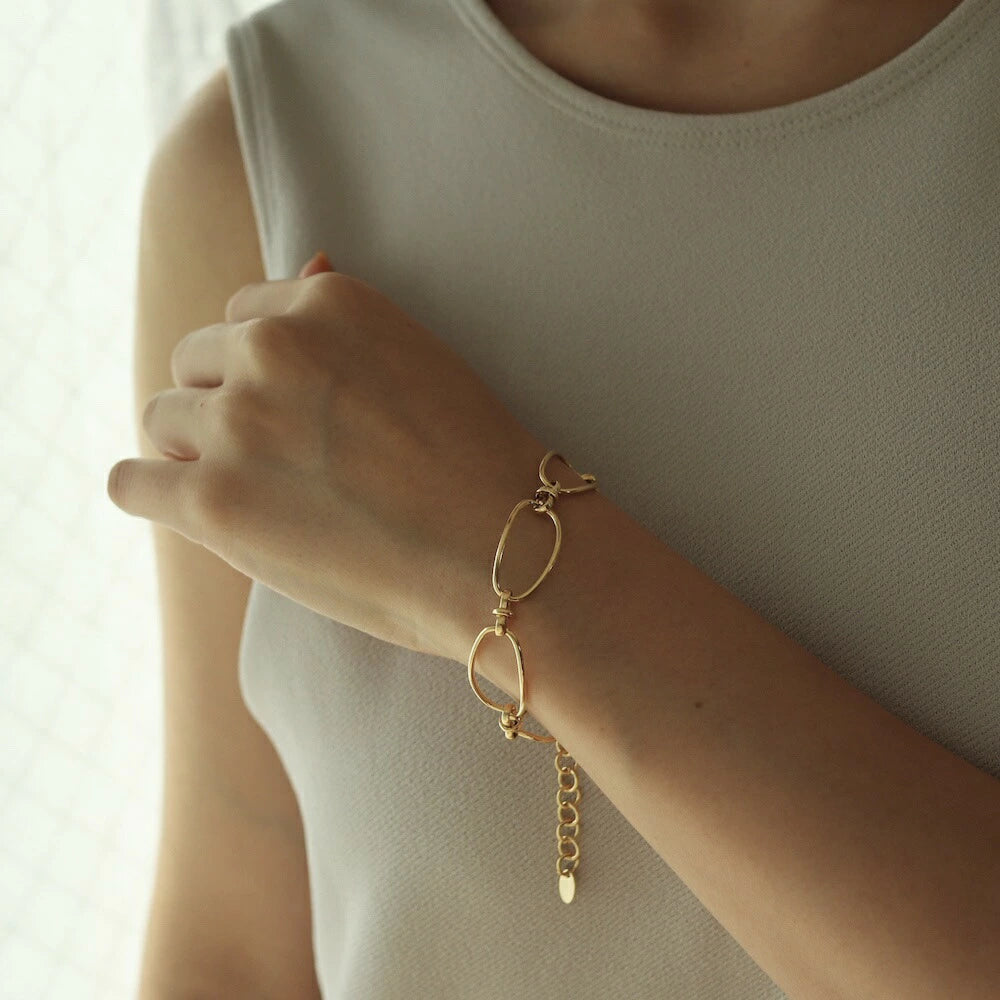 N070 stainless broad beans chain bracelet
