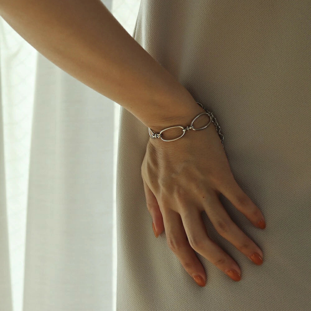 N070 stainless broad beans chain bracelet