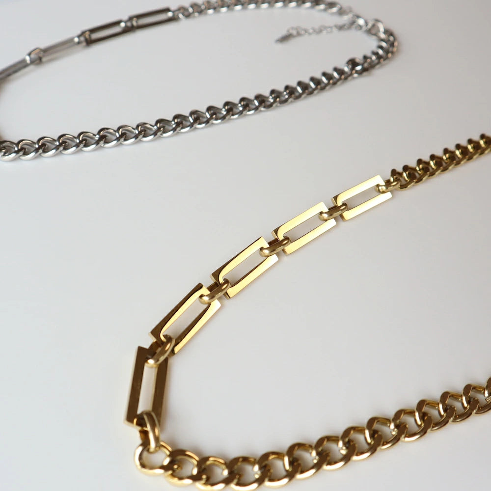 N006 stainless tough asymmetry necklace