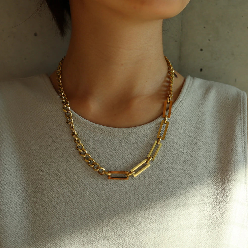 N006 stainless tough asymmetry necklace