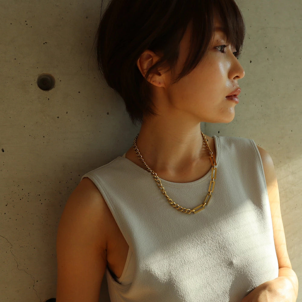 N006 stainless tough asymmetry necklace