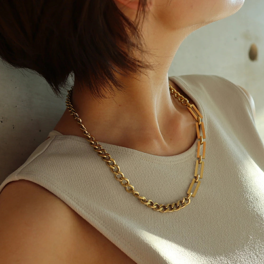 N006 stainless tough asymmetry necklace