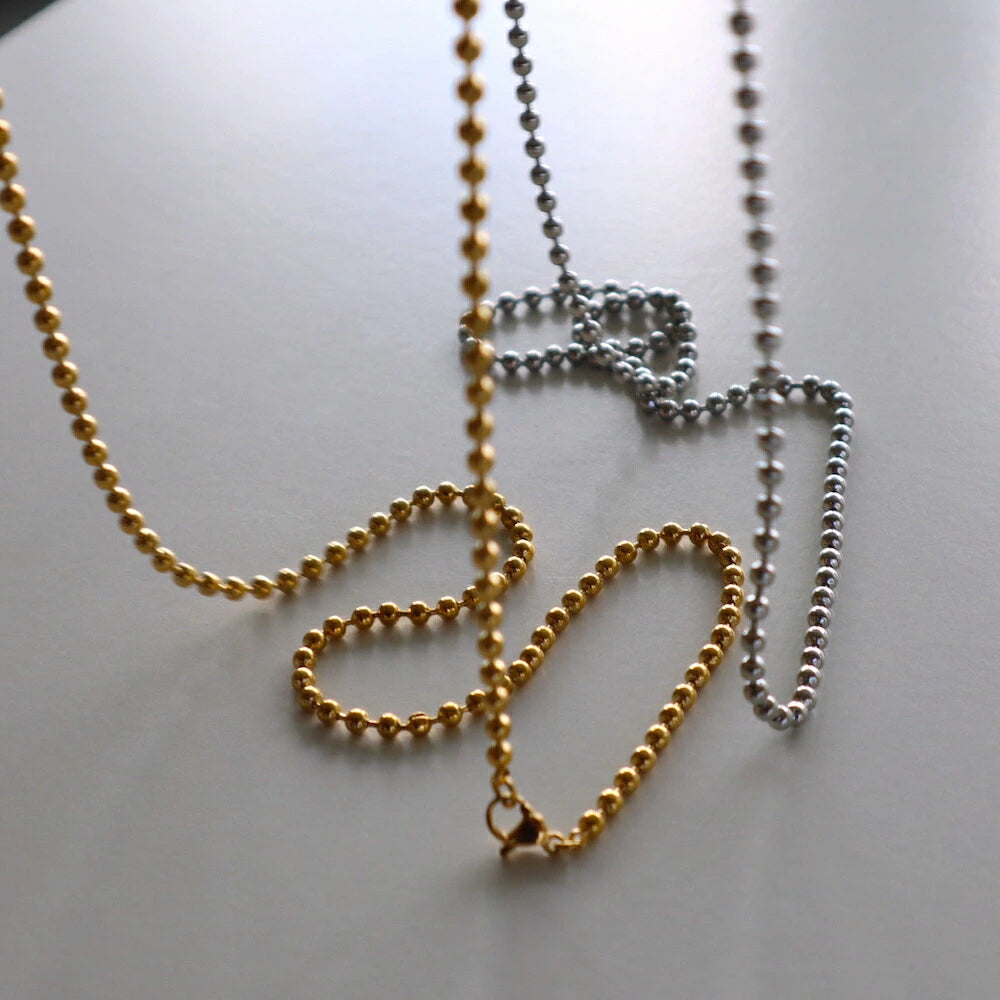 N009 stainless long ball chain necklace