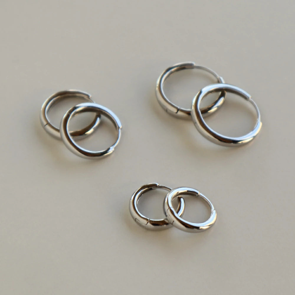 P306 silver925 3size simple silver hoop pierce