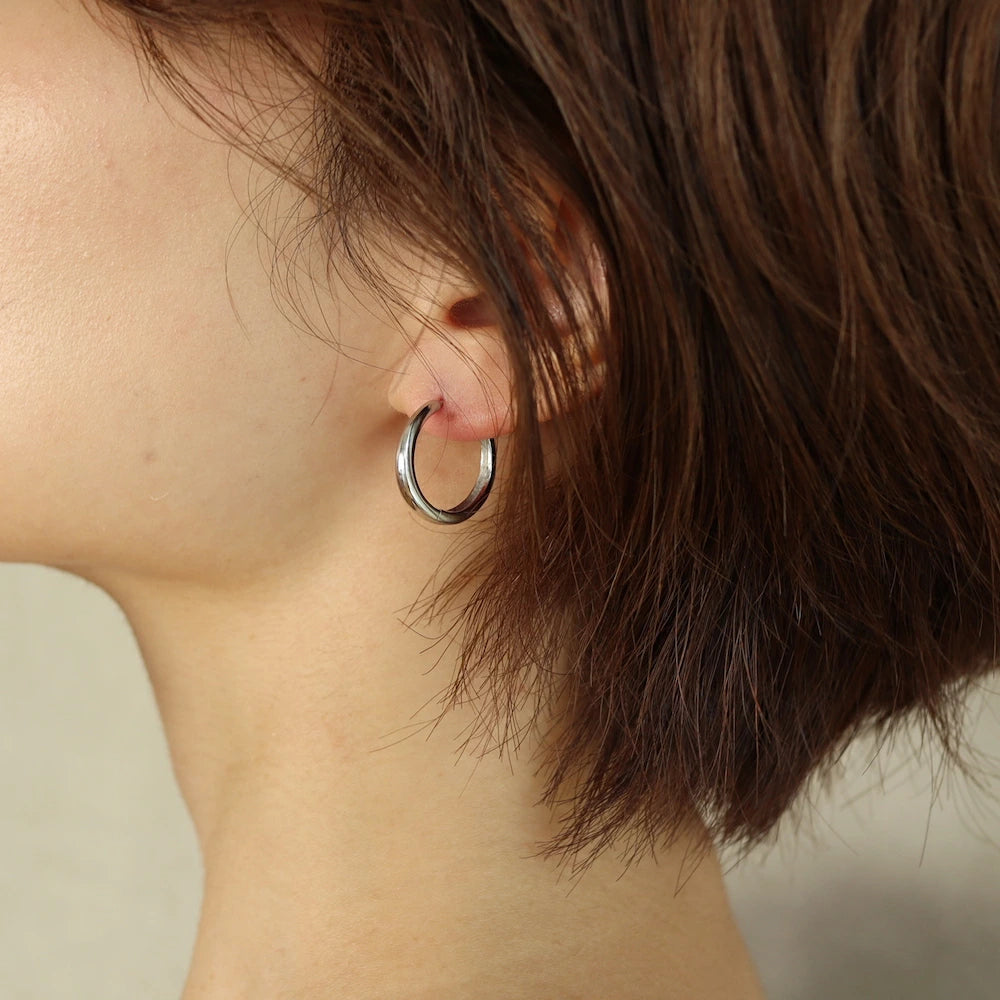 P306 silver925 3size simple silver hoop pierce