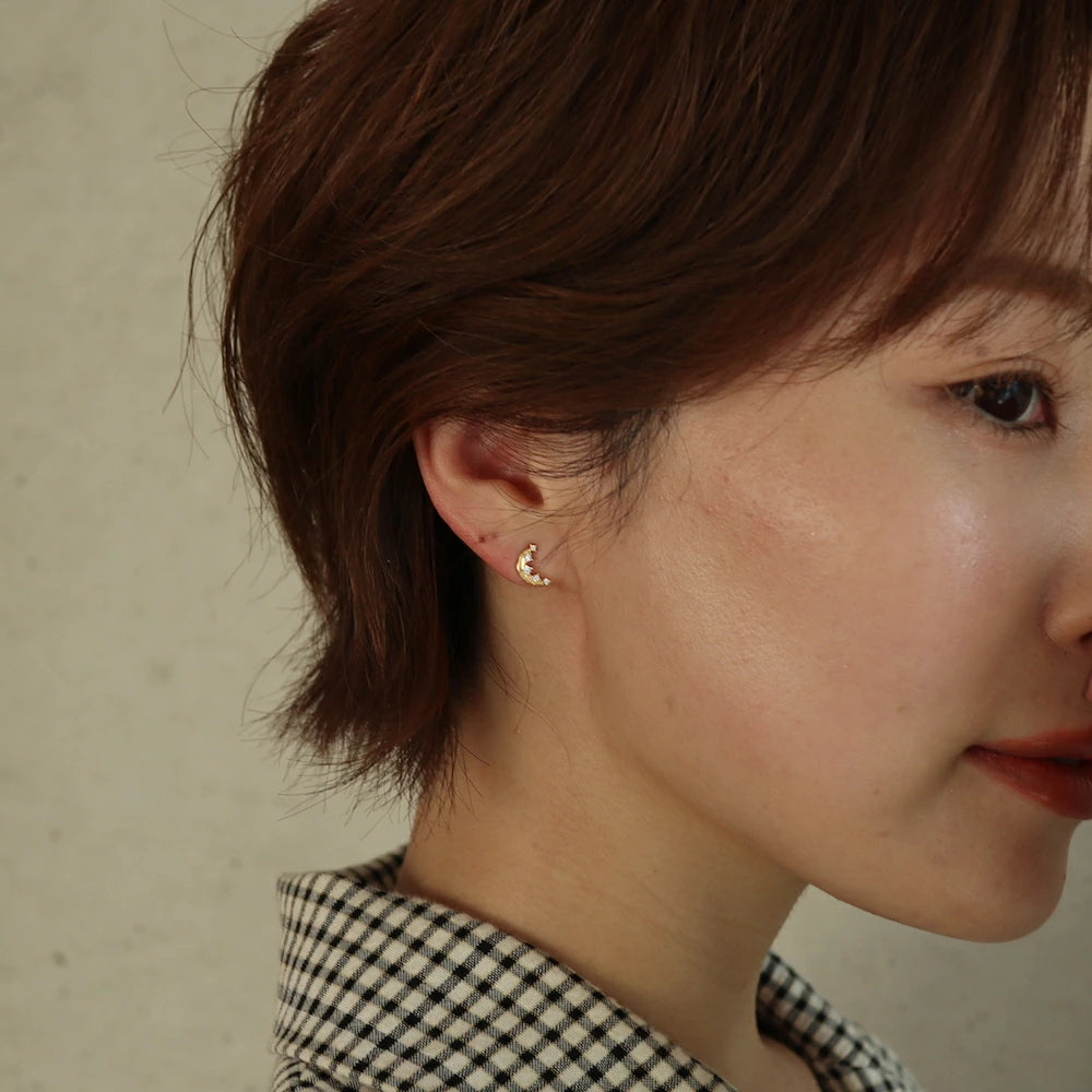 P308 silver925 zirconia moon minimum pierce
