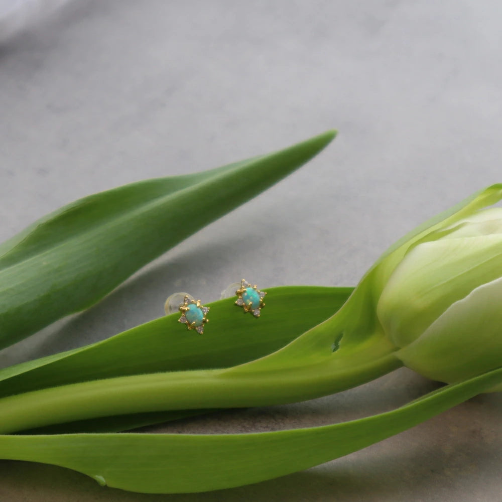 P205 silver925 synthetic opal minimum pierce