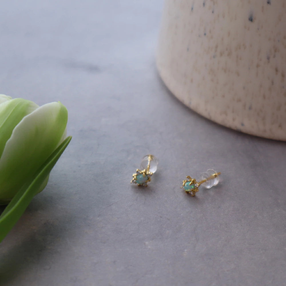 P205 silver925 synthetic opal minimum pierce