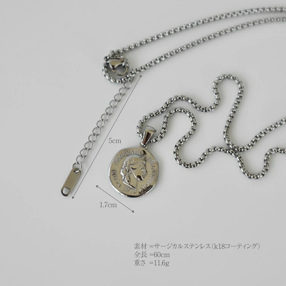 N136 stainless coin pendant