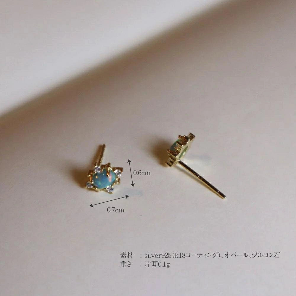 P205 silver925 synthetic opal minimum pierce