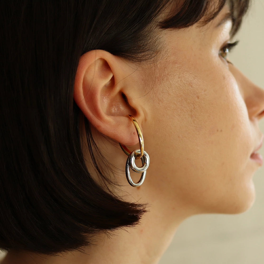 C129 bi-color big hoop earcuff
