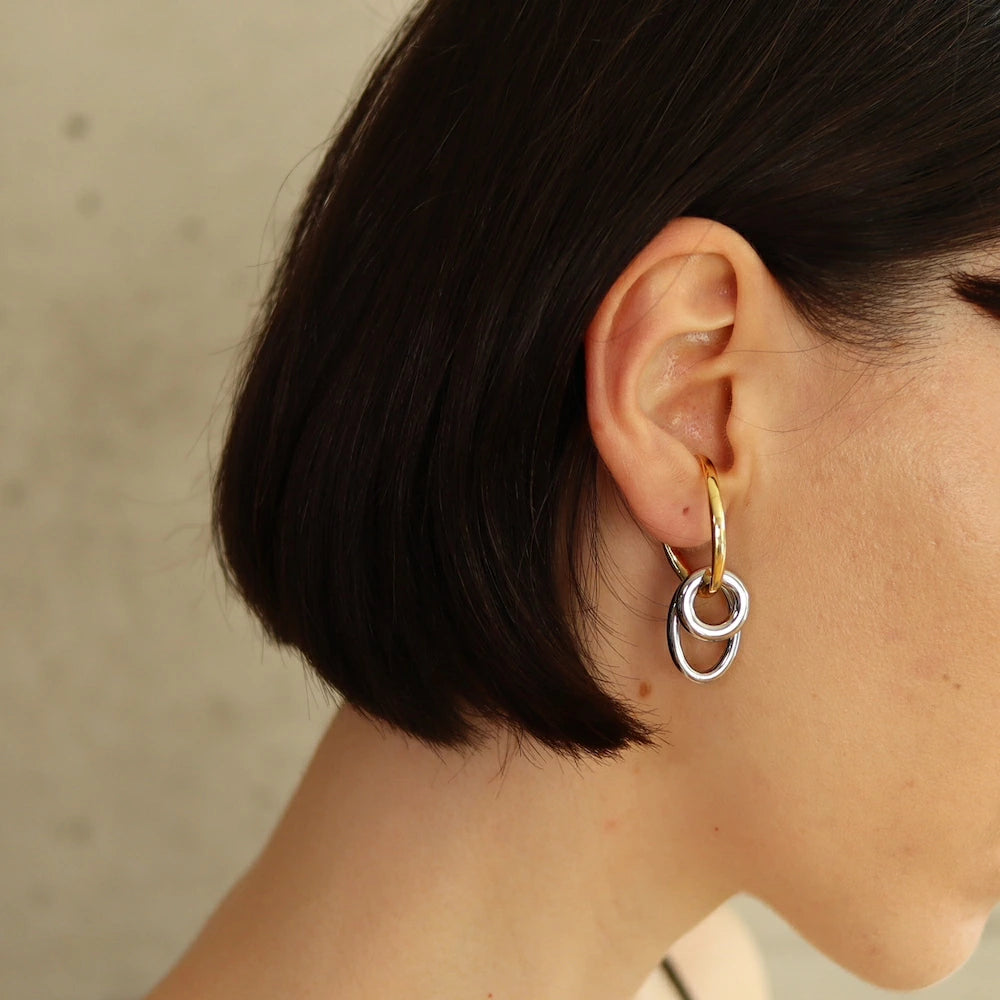 C129 bi-color big hoop earcuff