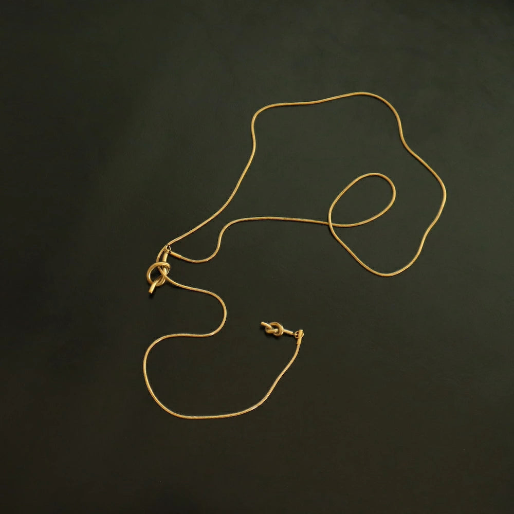 N024 stainless knot lariat necklace