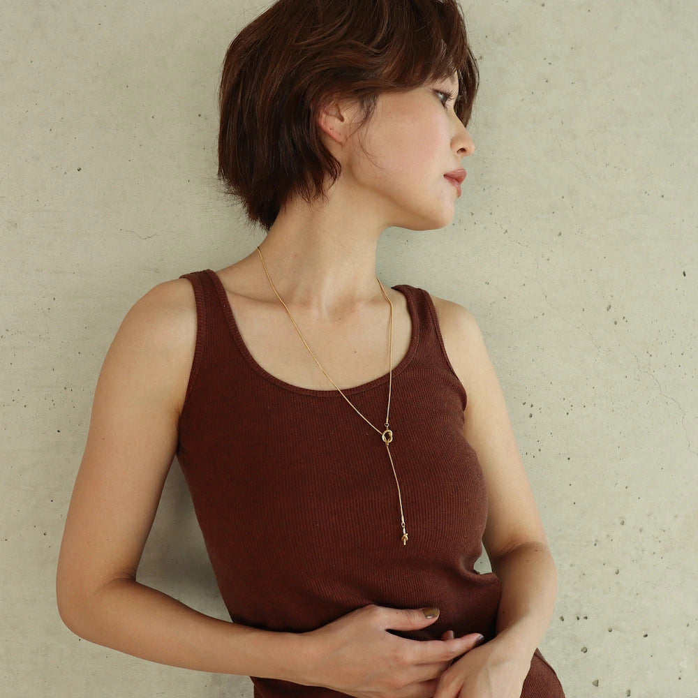 N024 stainless knot lariat necklace