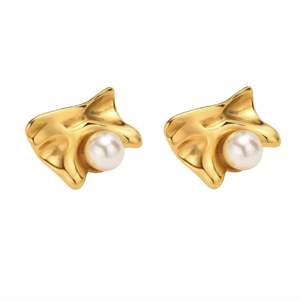 P317 stainless gold plate pearl pierce