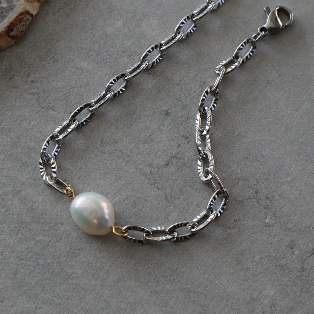 N098 stainless cut chain bracelet