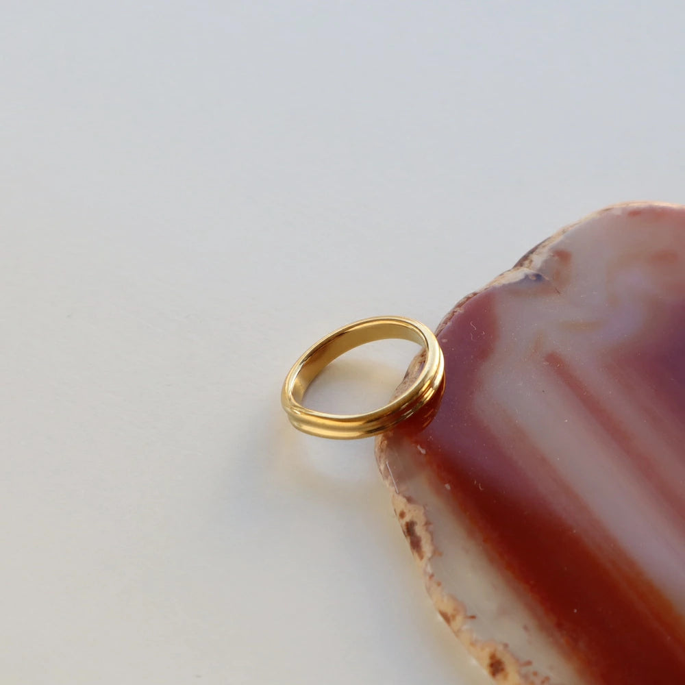 R023 stainless double line wave ring