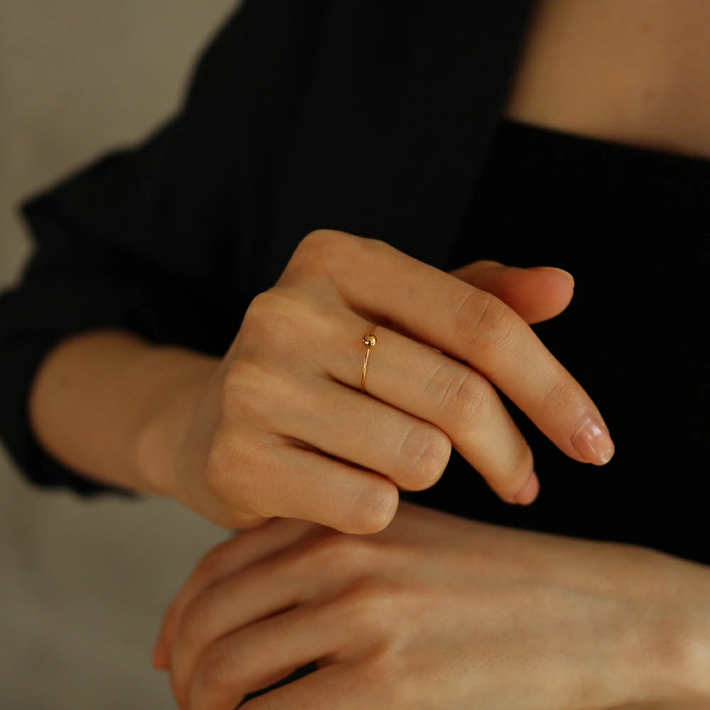 R016 stainless gold ball slim ring